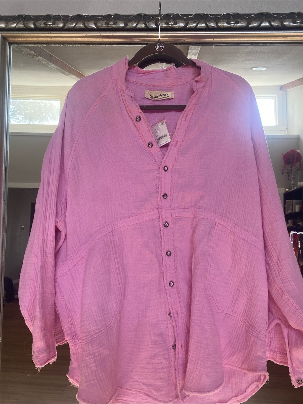 We The Free Lavender Button-Front Gauze Shirt 100% cotton